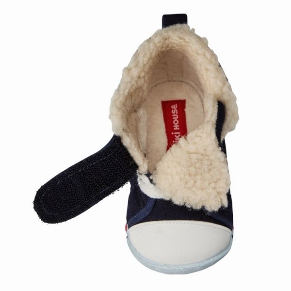 【正規品+GIFT付き】ミキハウス　mikihouse　ボア付きファーストベビーシューズ　12.0cm　紺（03） 簡単着脱