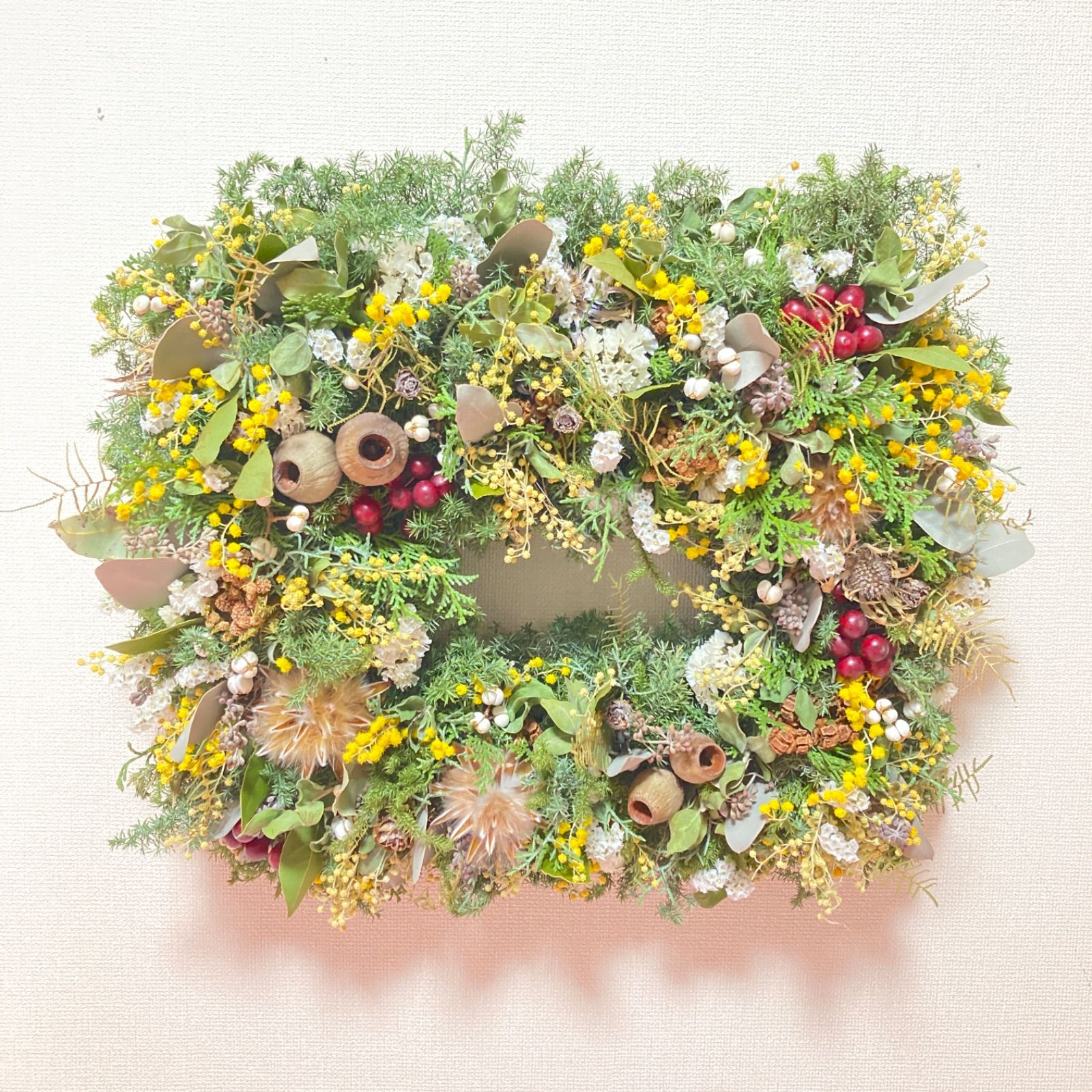 ミモザラウンドリース　ウバユリ＆ギンメヤナギ ミモザラウンドリースウバユリ＆ギンメヤナギ