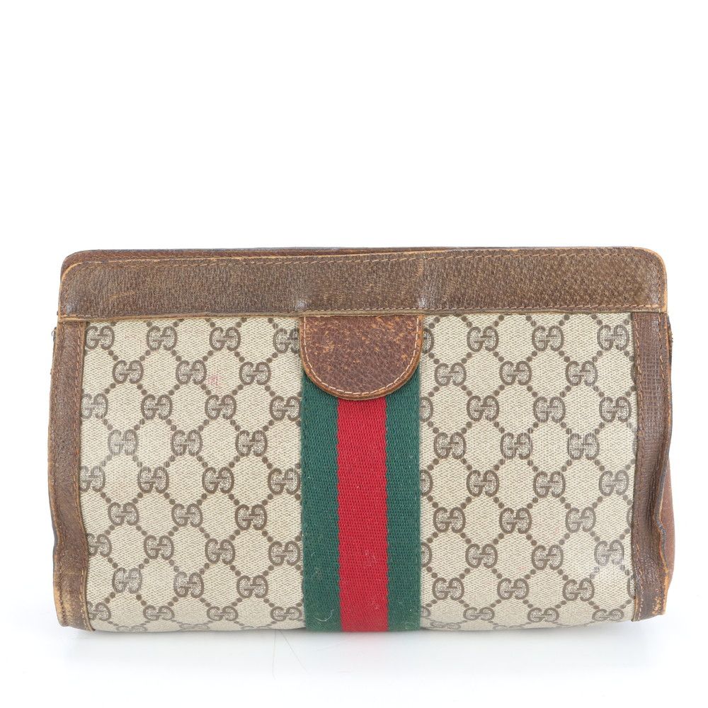 【GUCCI】クラッチバッグ GGスプリーム/シェリーライン　ビンテージ ヴィンテージ オールド グッチ GG スプリーム シェリー ライン