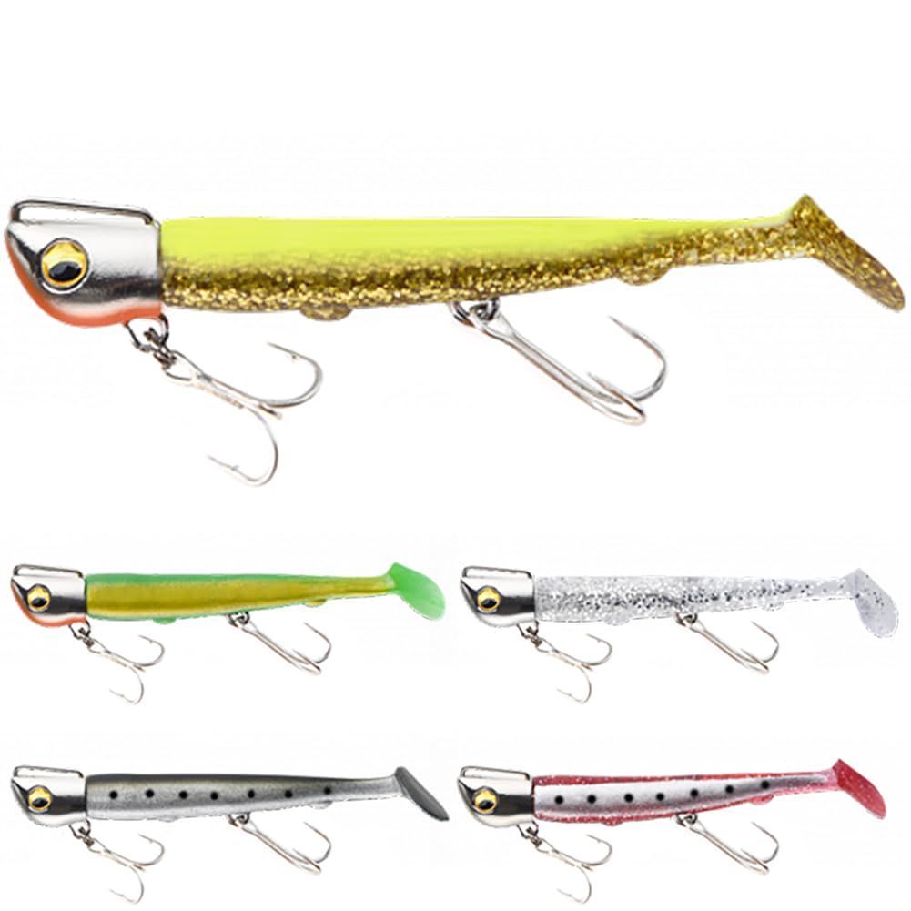 人気商品】15g 25g 32g ヒラメー 5色セット ワーム 予備シャッドワーム