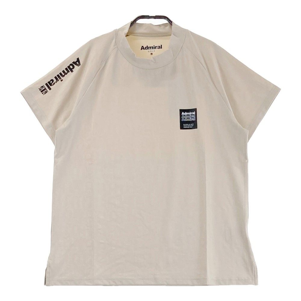 サイズ LL ADMIRAL アドミラル 2025年モデル ハイネック 半袖Tシャツ ロゴ 総柄 ベージュ系 240101435375 ゴルフウェア レディース ストスト