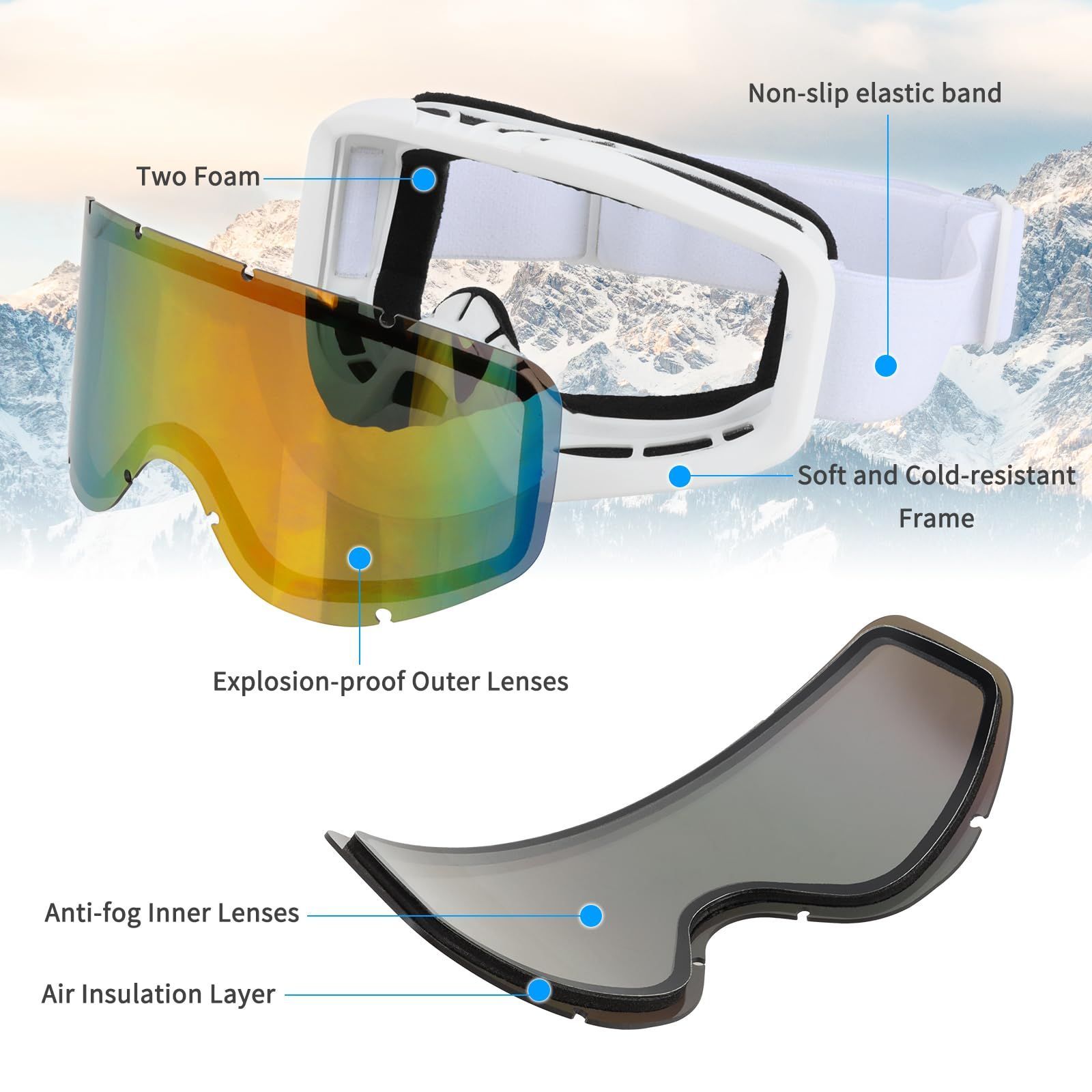 スポーツ用ミラーレンズゴーグル ハードケース付