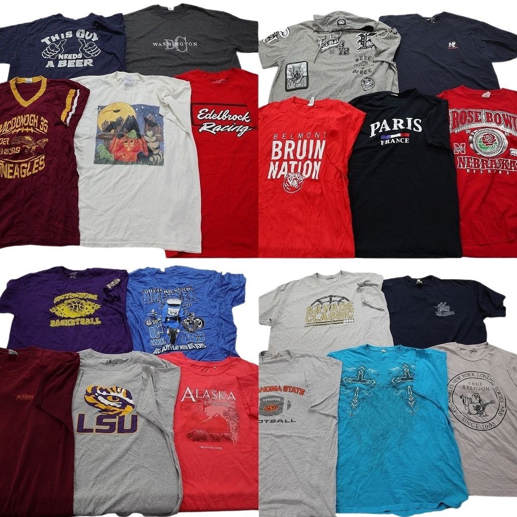 古着卸 まとめ売り カラーmix 半袖Tシャツ 20枚セット メンズ XL |2XL チームロゴ レーシング 英文字プリント 古着 NC3845