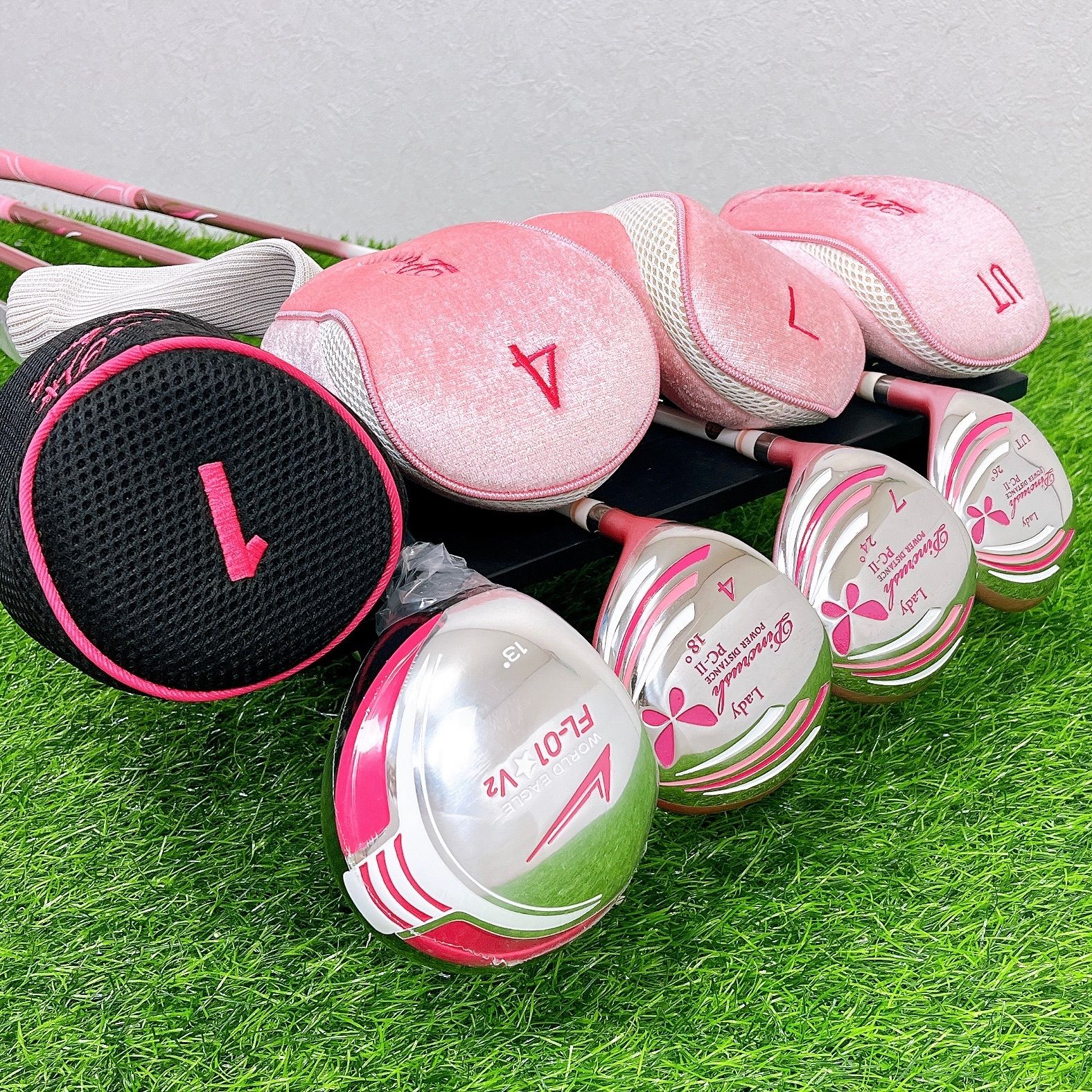 【美品】希少 レディースレフティワールドイーグル×ピンクラッシュ ゴルフセット 美品】希少 レディースレフティ ワールドイーグル×ピンクラッシュ