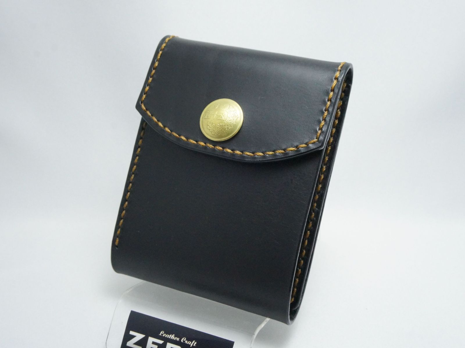 イタリアンレザー 財布 二つ折りウォレット/コンパクトタイプ ブラック