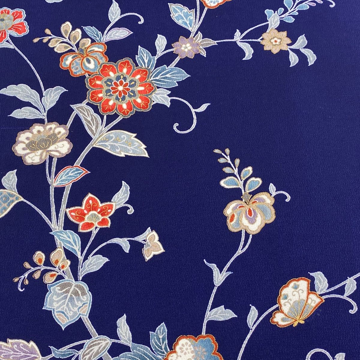 反物 秀品 小紋 草花 金彩 紺色 正絹 【中古】 - メルカリ