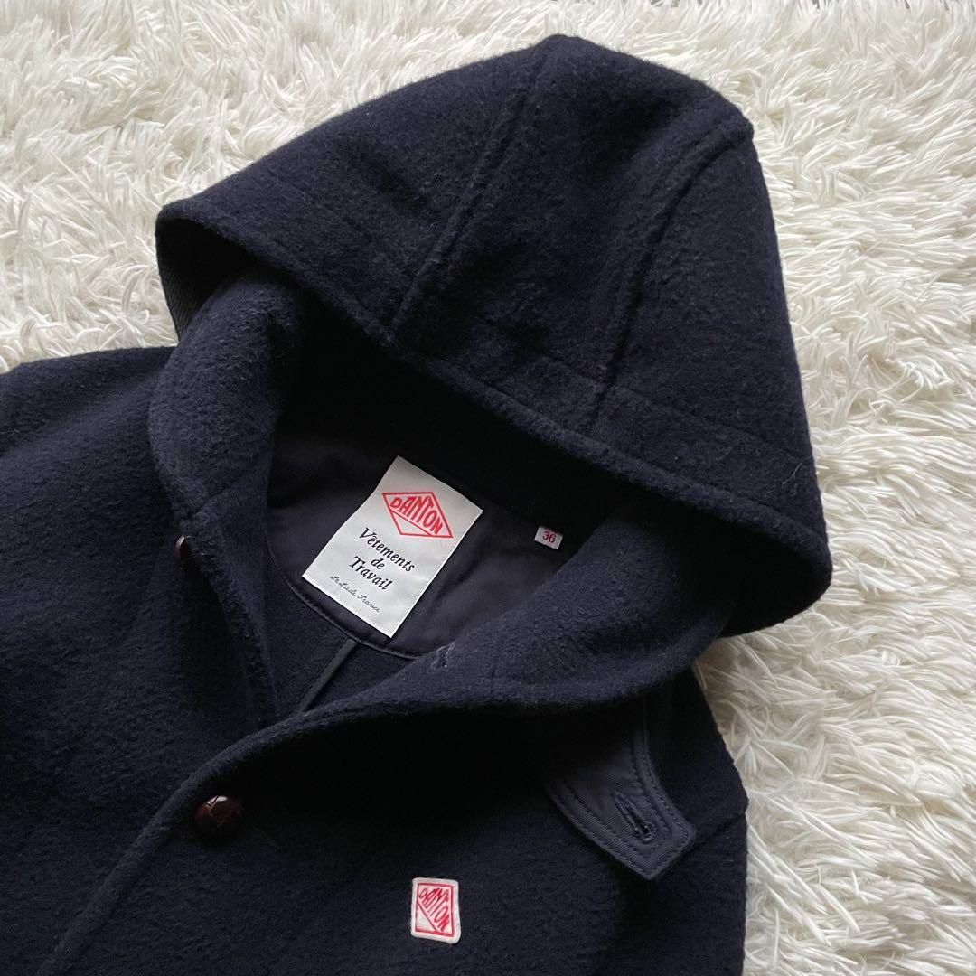 ダントン ウールモッサ 2way フード付きロングコート くるみボタン