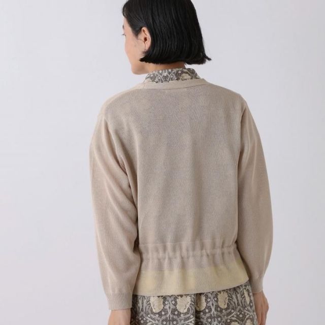 sosotto (ソソット) | ラメ切替ウエストドロストカーディガン (beige) | トップス カーディガン お洒落 sosotto ラメ切替ウエストドロストカーディガン 9分袖 ライト
