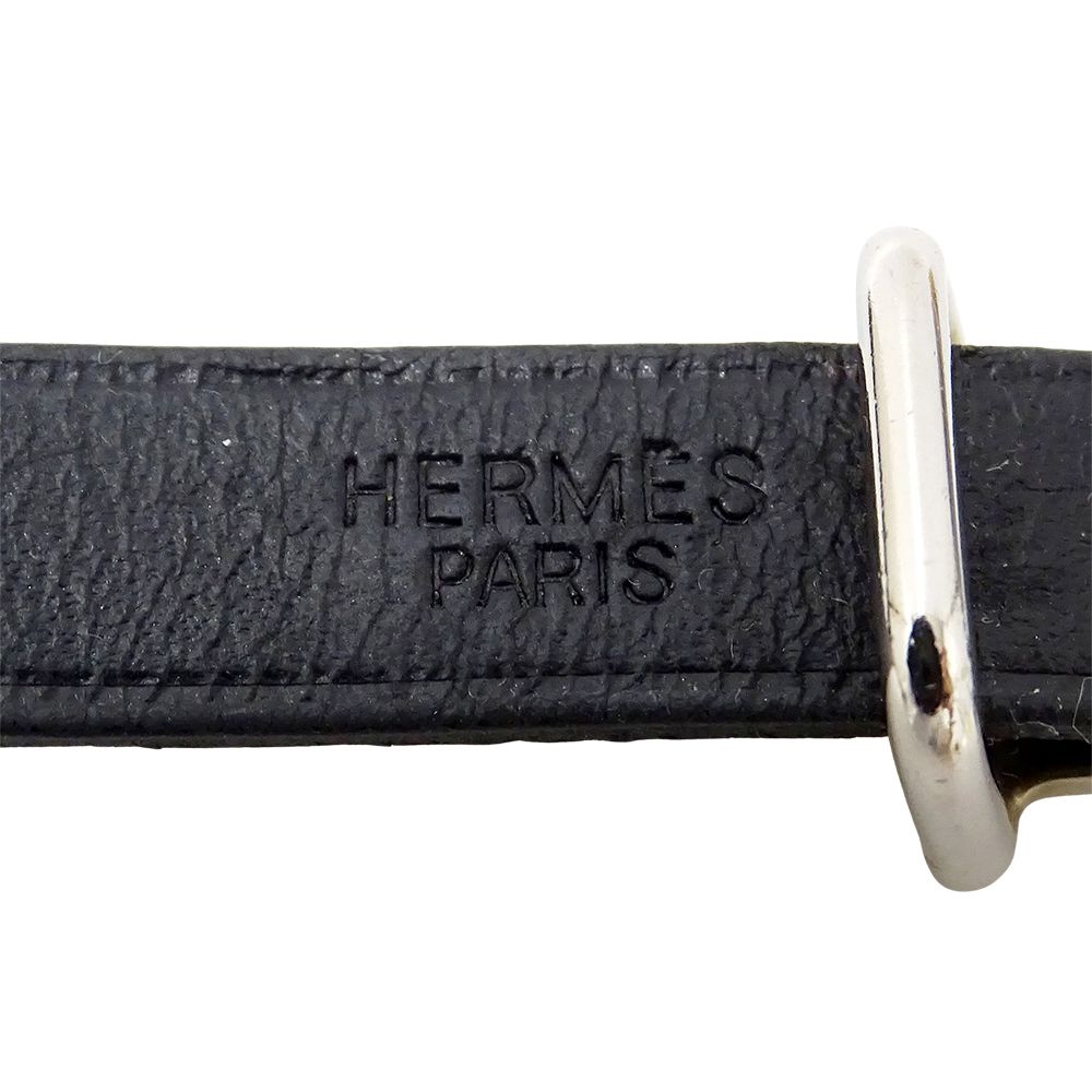 HERMES ブラックレザーブレスレット、チョーカー未使用 HERMES エルメス ジャンボ 2連 ブレスレット レザー チョーカー