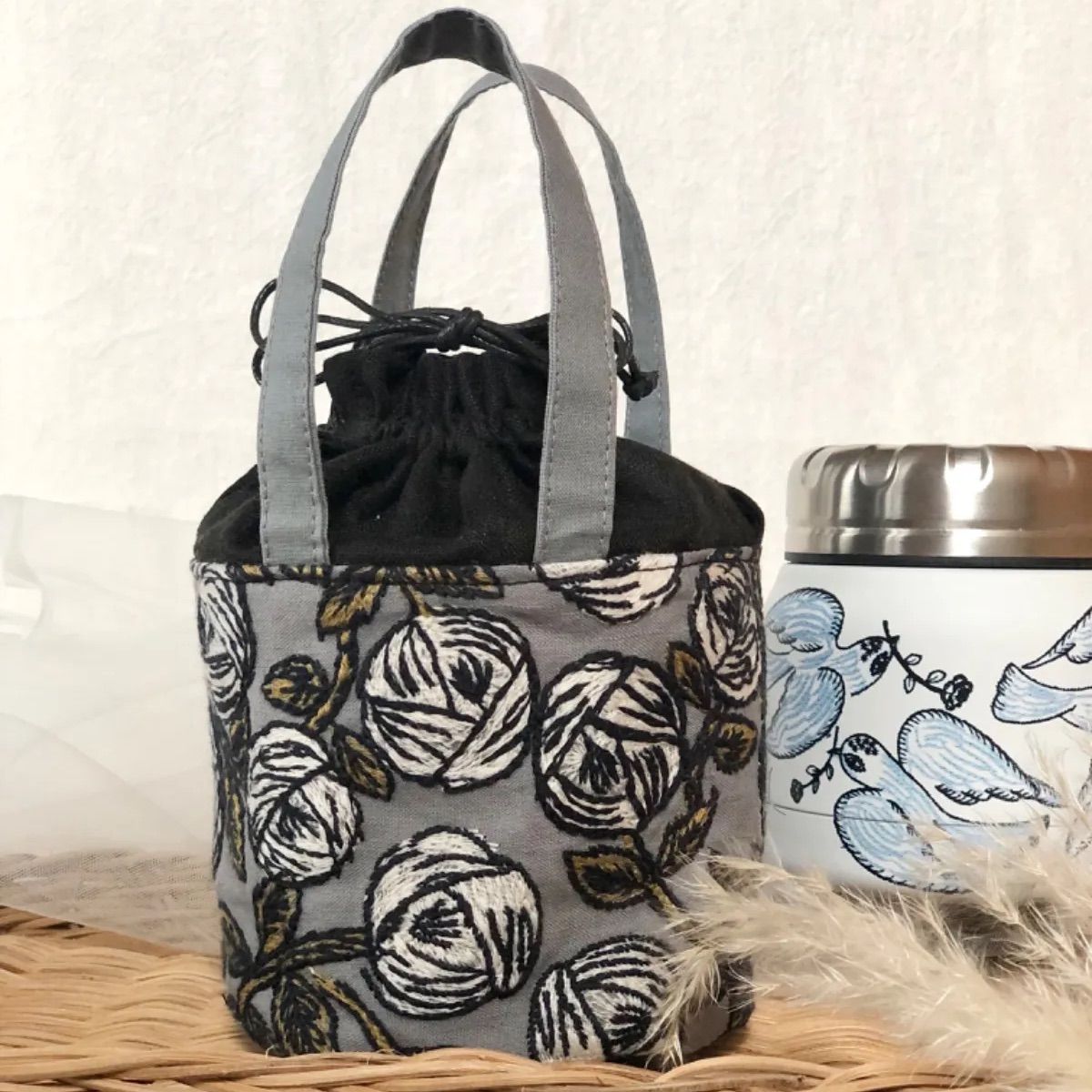 rosy巾着バッグ ミナペルホネン ハンドメイド ミナペルホネン