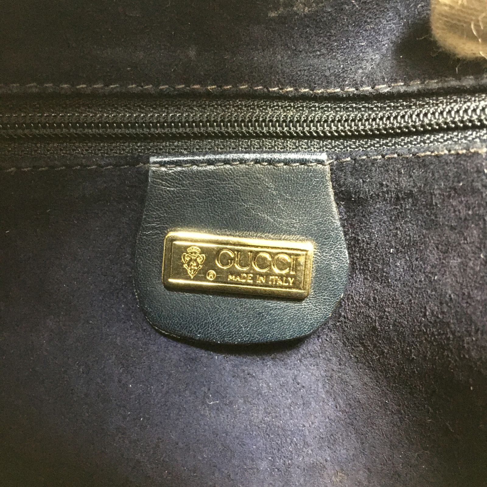 2504-222｜グッチ ショルダーバッグ レザー ネイビー GGロゴ