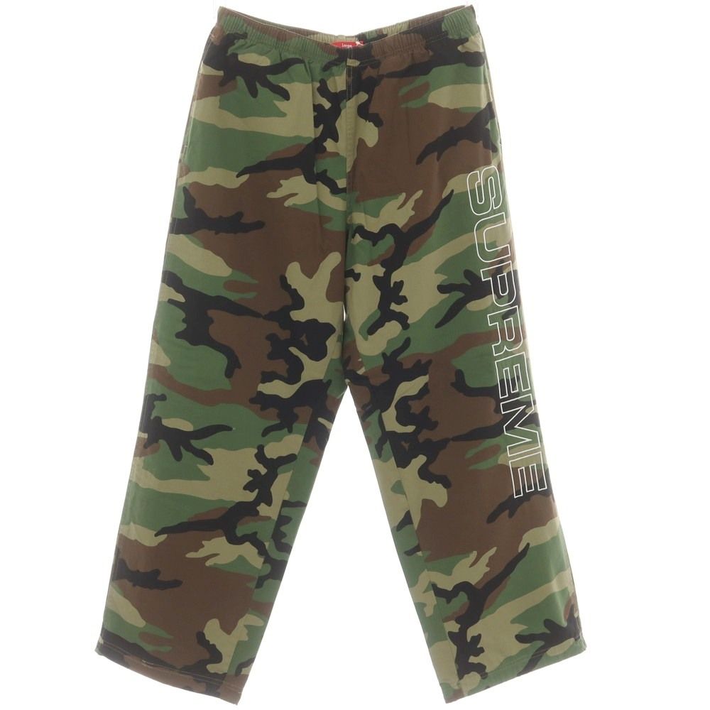 シュプリーム Supreme 秋冬 Spellout Embroidered Ripstop Track Pant コットン カモフラ イージーパンツ グリーンxブラウン サイズL メンズ