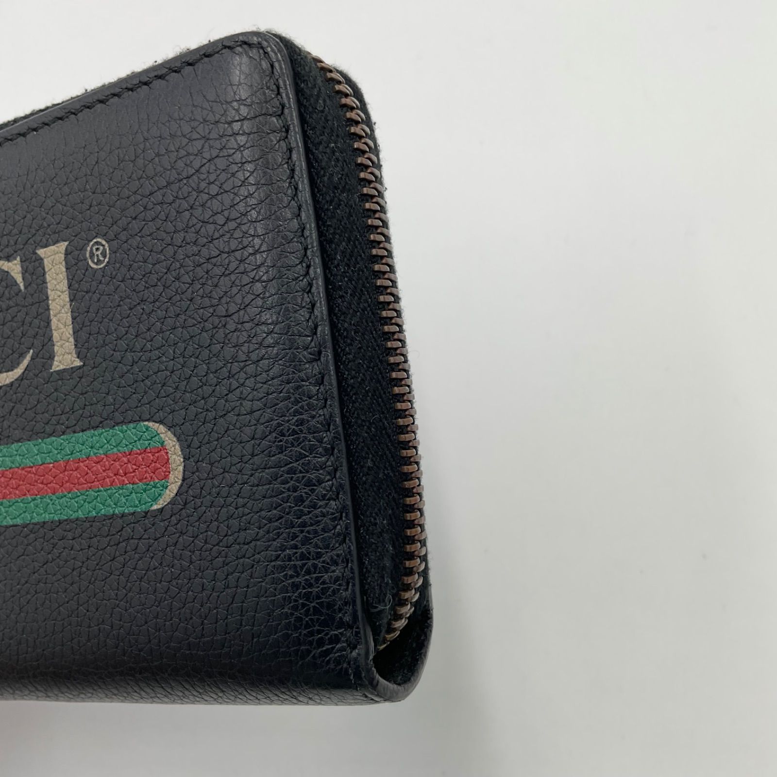 GUCCI メンズ ラウンドファスナー長財布 GUCCI ロゴ ウェビング 