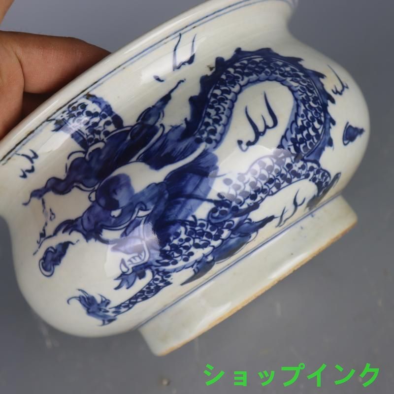 清康煕青花竜紋香炉 景徳鎮 陶磁器 装飾品 現代工芸品 美術品 置物 清康煕青花竜紋香炉 景徳鎮 陶磁器 装飾品 現代工芸品 美術品