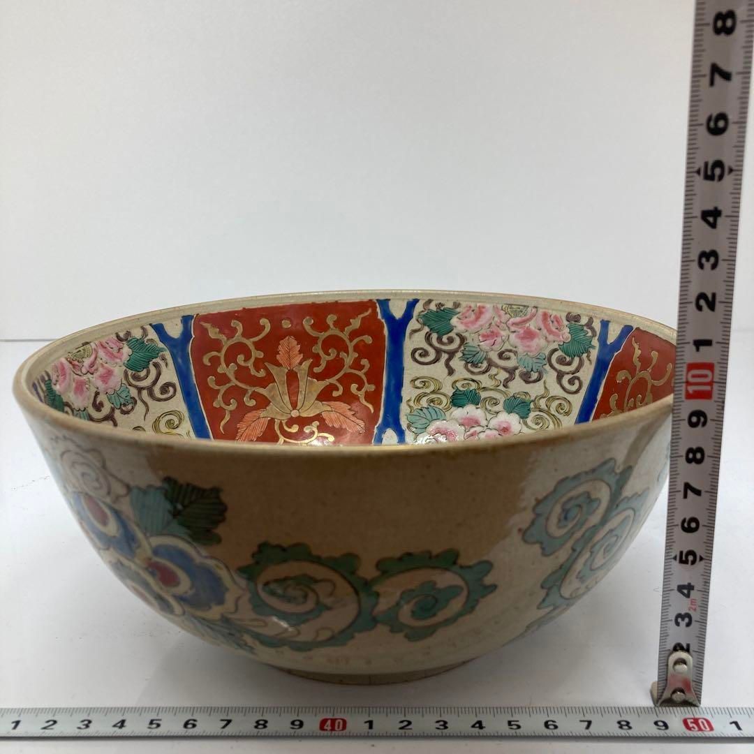 江戸後期　松山窯　九谷焼　大鉢　タコチ　直径21㎝　東山6-0114③ 江戸後期 松山窯 九谷焼 大鉢 タコチ 直径21㎝ 東山6-0114③