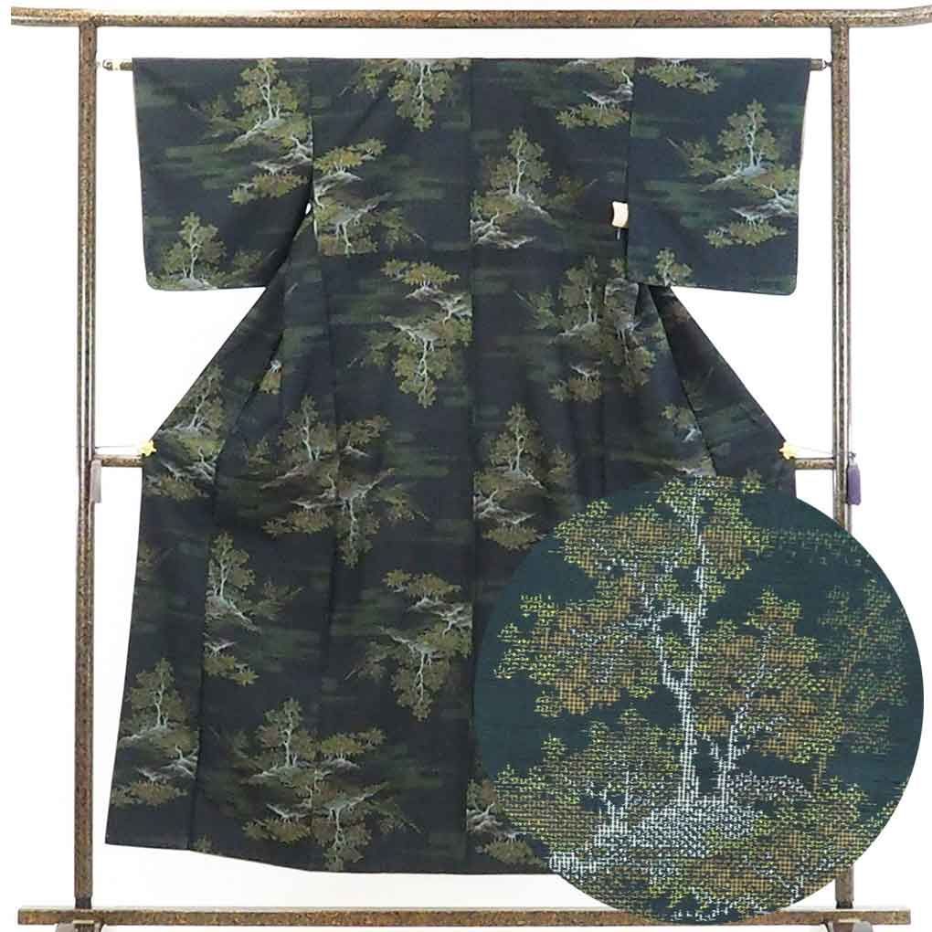 紬 リサイクル着物 身丈165cm 裄65cm 前幅22.5cm 後幅28cm 袖丈47cm レディース 袷 縞 裄Mサイズ 秋冬春用 正絹（シルク）紺地 トールサイズ 美品 紬 着物 身丈168cm 裄65cm 前幅24cm 後幅29cm 袖丈49cm 袷仕立 正絹