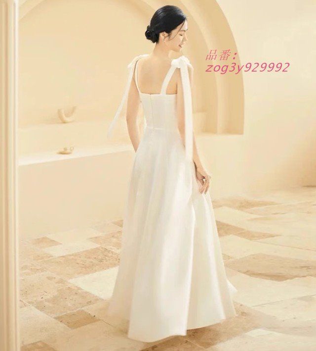 ウェディングドレス ドレス 白 黒 Aライン ロングドレス 花嫁 二次会 結婚式 無地 リボン 4L 小さいサイズ ドレス シンプル 3L 袖なし 大きいサイズ zog3y929992