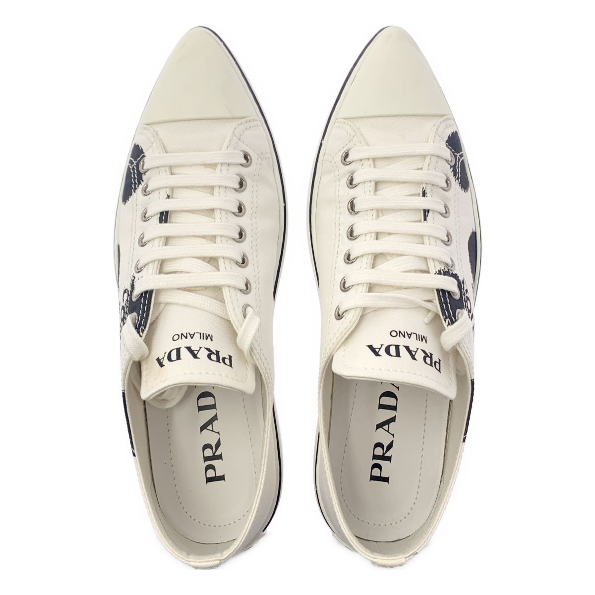 PRADA / プラダ | キャンバス ドット ポインテッドトゥ スニーカー 