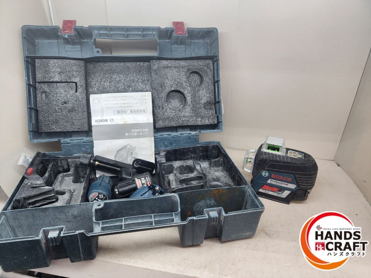 ♪ボッシュ BOSCH レーザー墨出し器 GLL3-80CG グリーン ラインが一本出ないためジャンク品