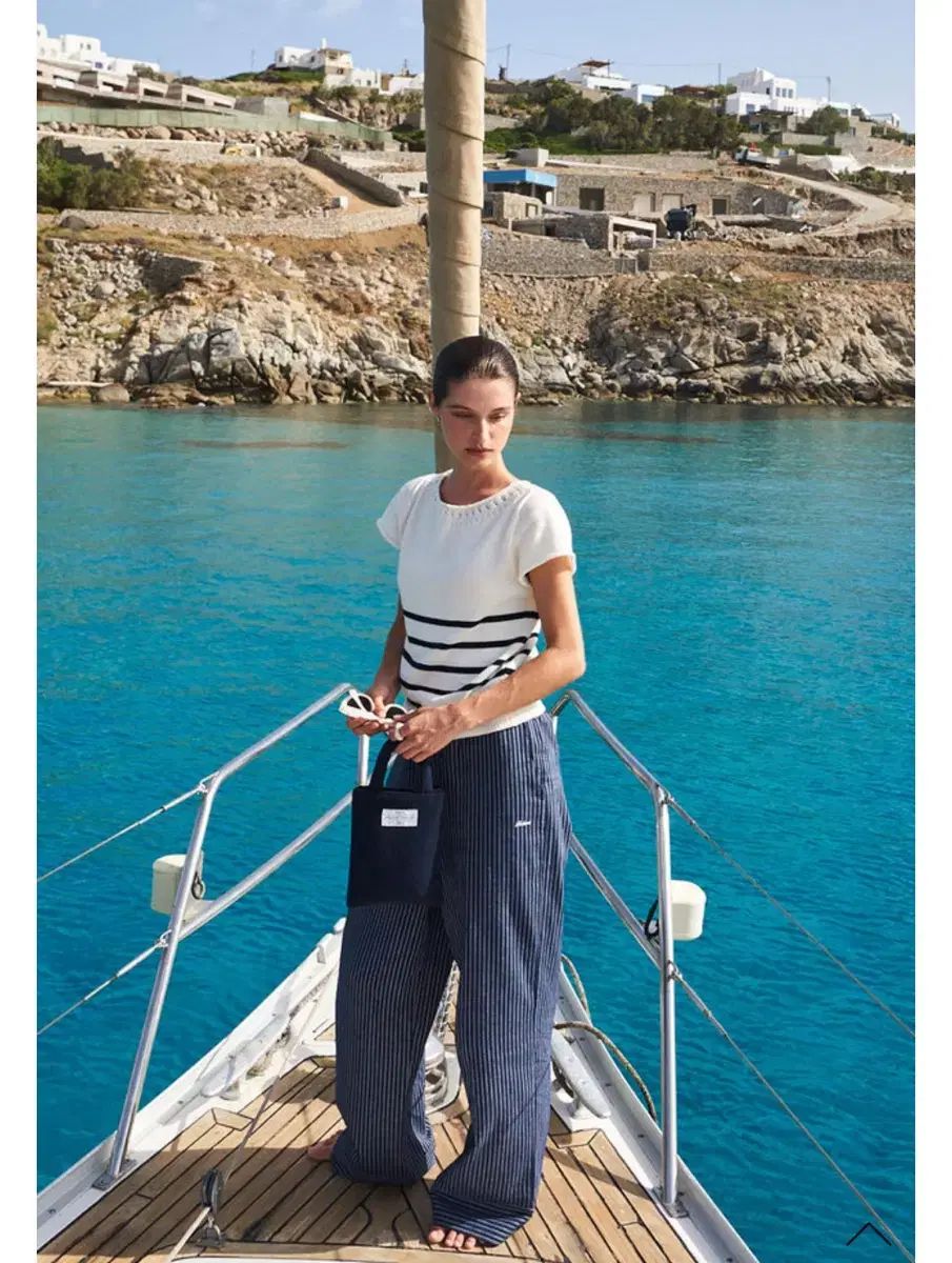 ポール ニューア コモダストライプ パンツ ネイビー