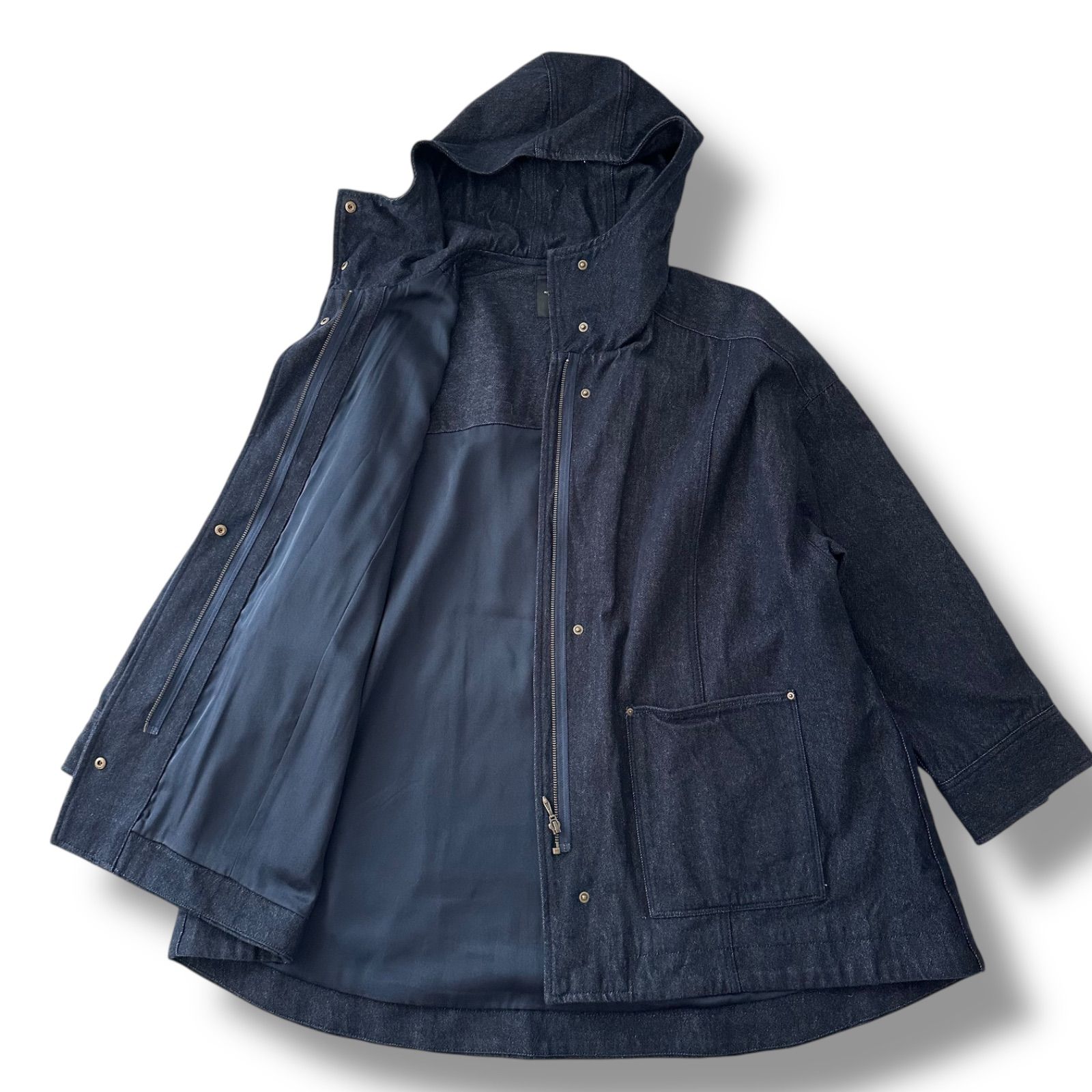 サニークラウズ デニム風味ハーフコート Aライン LL 大きいサイズ