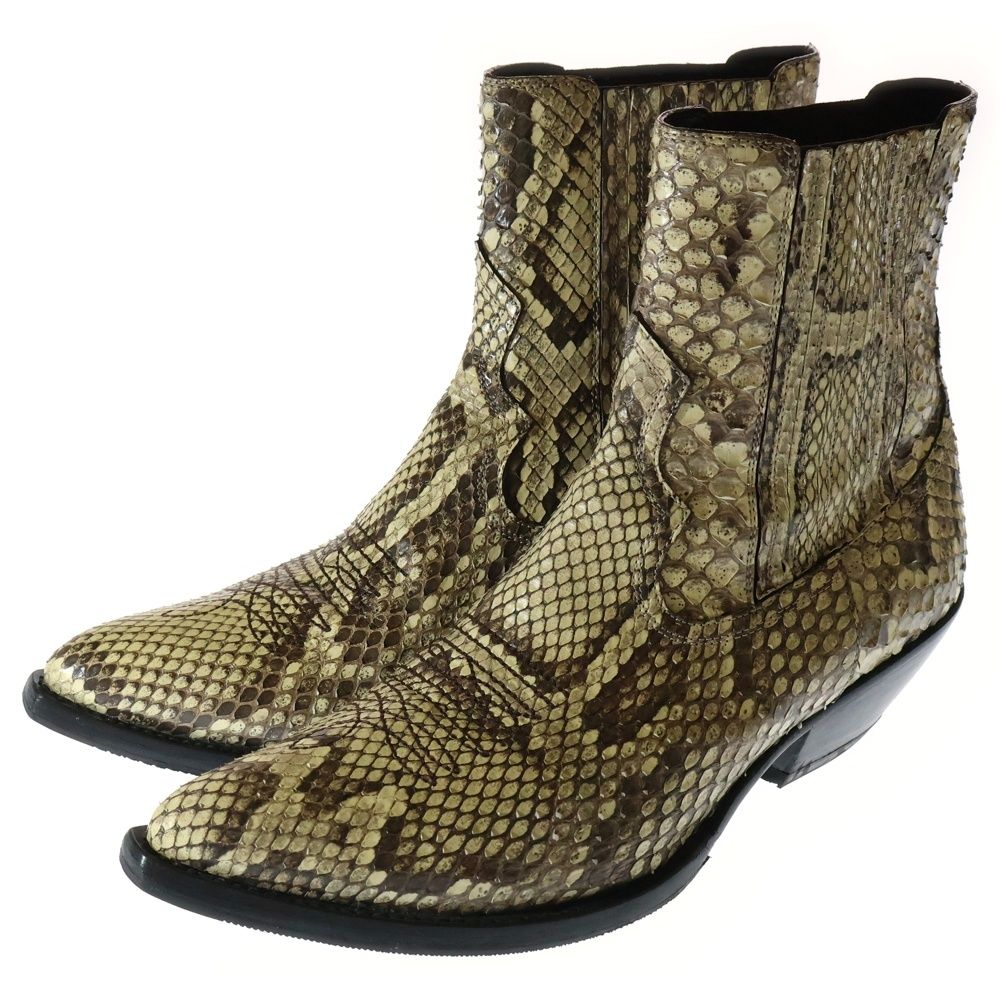 CELINE セリーヌ レオン シャイニーリアルパイソン チェルシーブーツ ベージュ 仕事着 フィット感