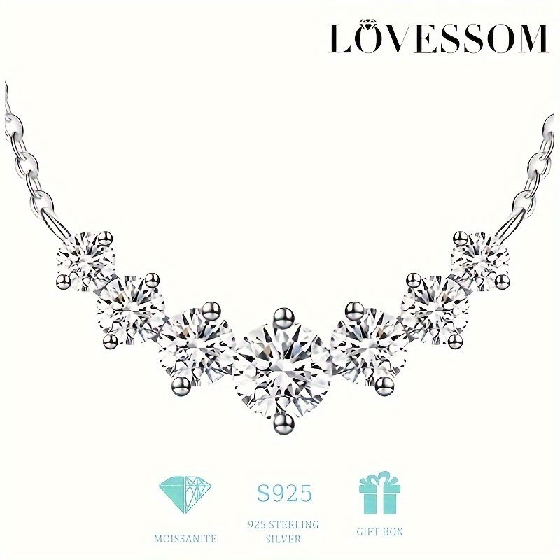 925シルバー 2.8ct モアッサナイト スマイル ネックレス クラビクルチェーン バレンタインデー、母の日、感謝祭、記念日、結婚式、プロポーズ、婚約、結婚記念日、誕生日ギフト、ギフトボ