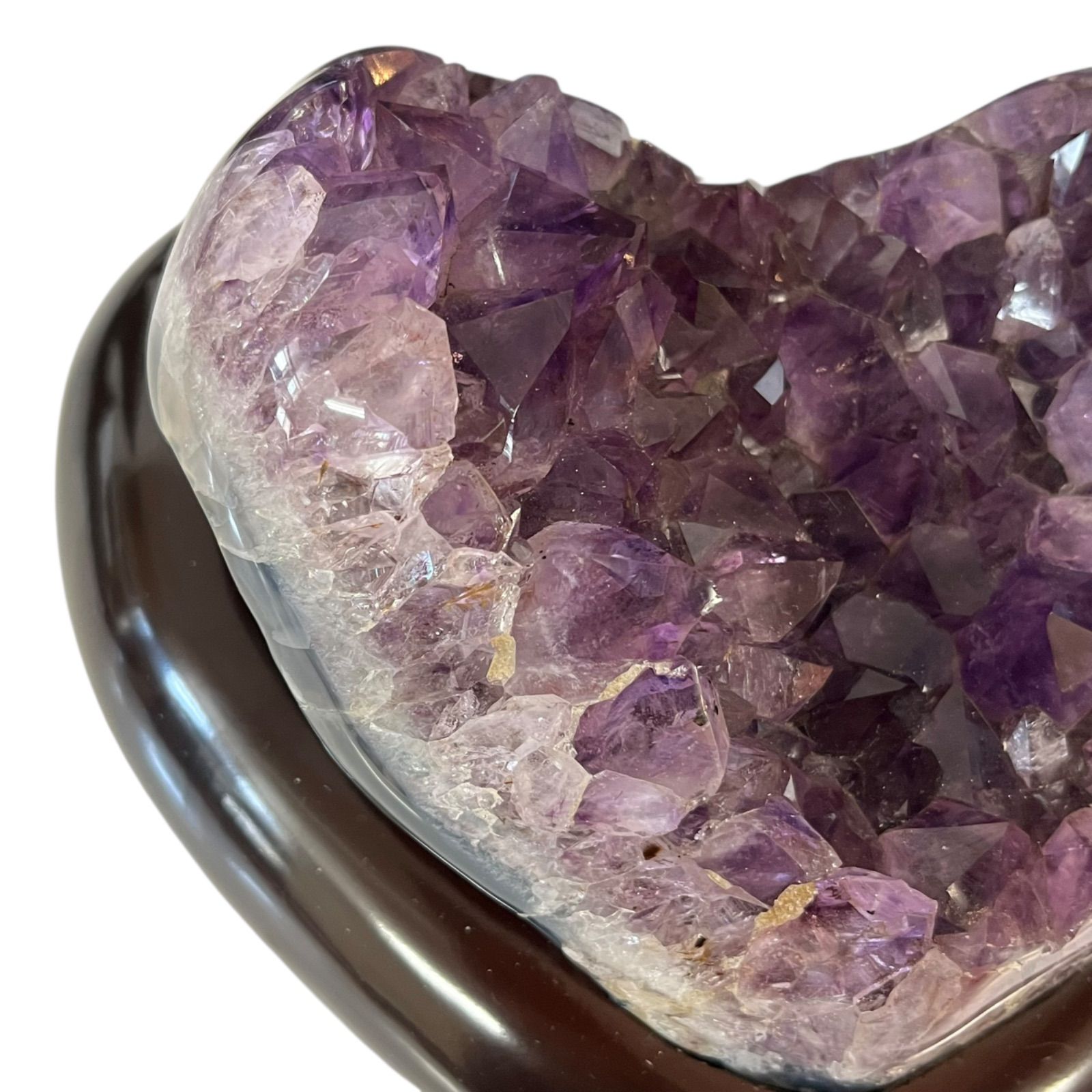 管30942】ハート型 アメジスト クラスター 天然石 原石 特大16.5cm