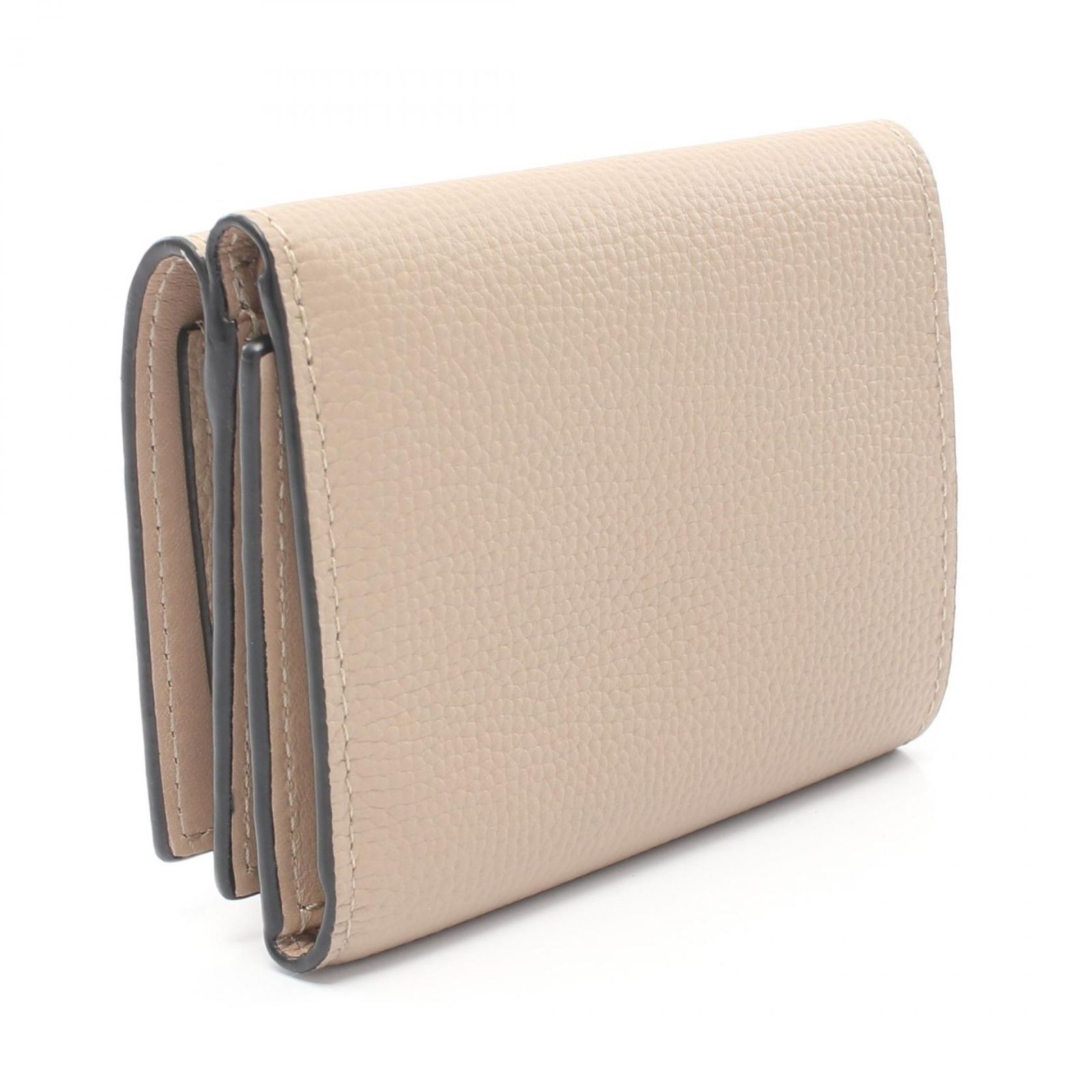 ロエベ トライフォールド 三つ折り財布 アナグラム グレージュ レザー