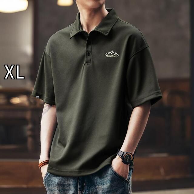 XL メンズ ファッション 服 男性用 オシャレ シンプル 大人 かっこいい 大きいサイズ ストリート 紳士服 ハイエンド マウンテン 刺繍 半袖 ポロシャツ 夏 ゆったり トップス