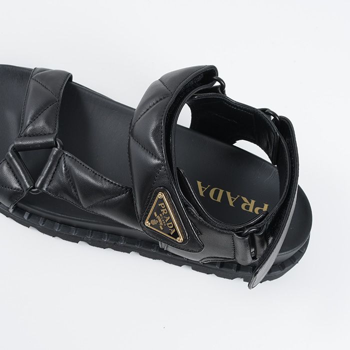 PRADA ブラックレザーサンダル ブラック ナッパレザー サンダル | PRADA