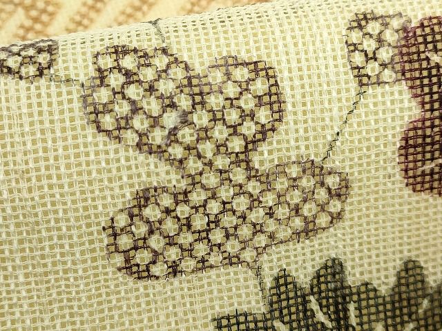 平和屋本店□極上 夏物 摺型友禅 京都 多ち花 九寸開き名古屋帯 紗綾形  