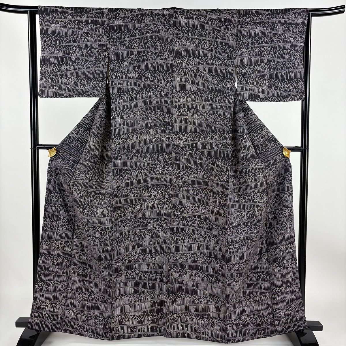 付下げ 身丈162cm 裄丈64cm M 袷 柴垣 墨色 正絹 美品 秀品