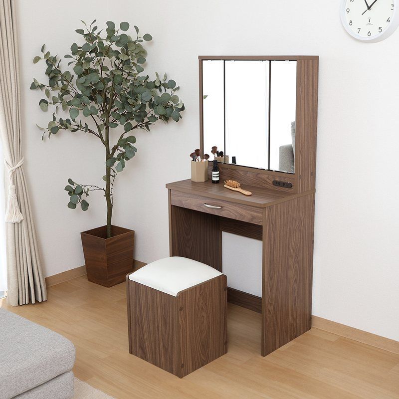 三面鏡ドレッサースツール付き【全2色】[128] スツール 高め