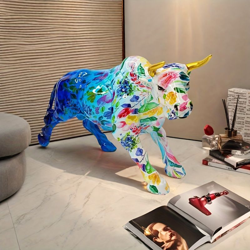 置物 樹脂製 牛 ホルスタイン 闘牛 動物 フィギュア 電気不要 現代