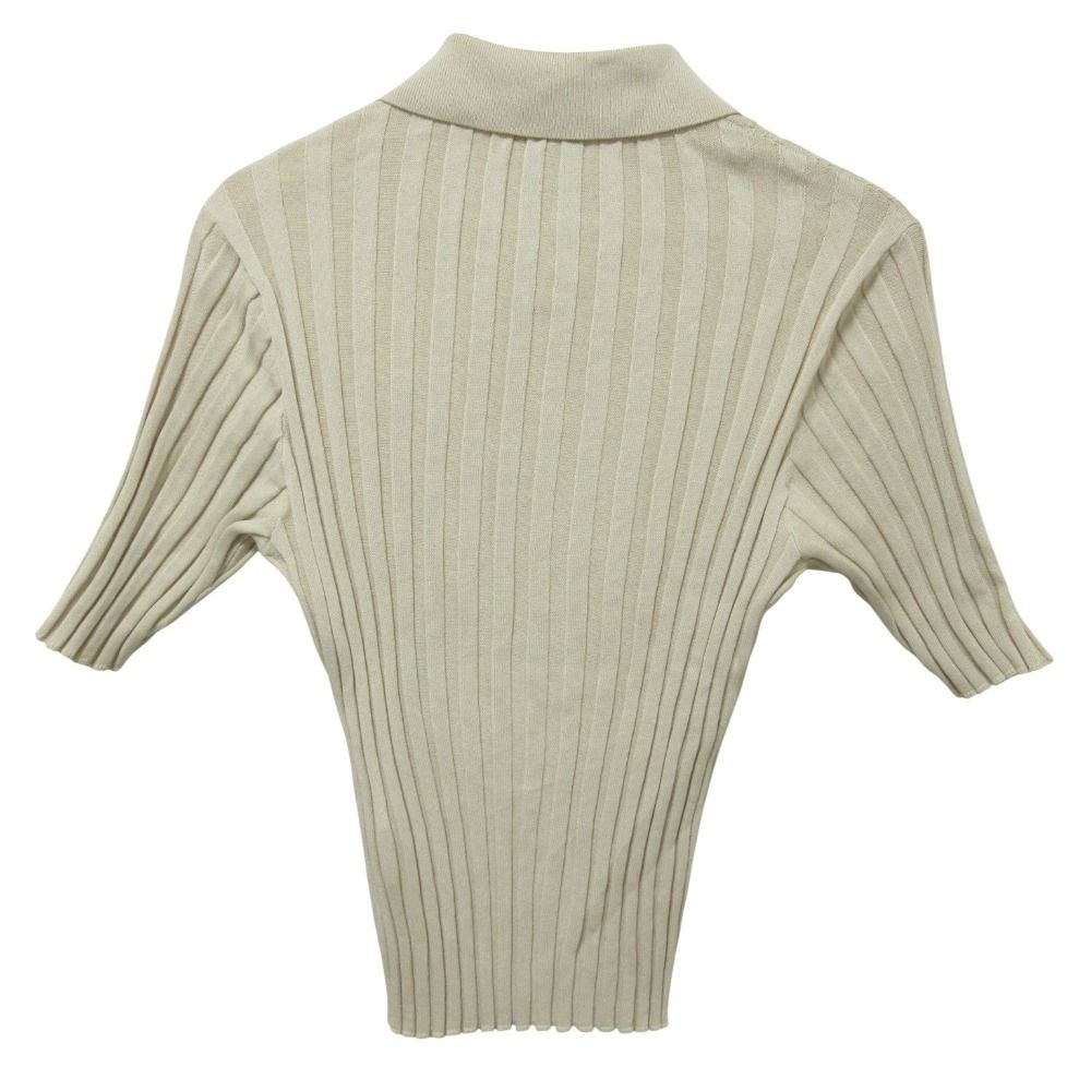 正規品激安大集合！ 25SS HYKE ハイク WIDE RIBBED POLO SWEATER リブ ニット ポロシャツ 251-11385 2 ベージュ レディース 古着