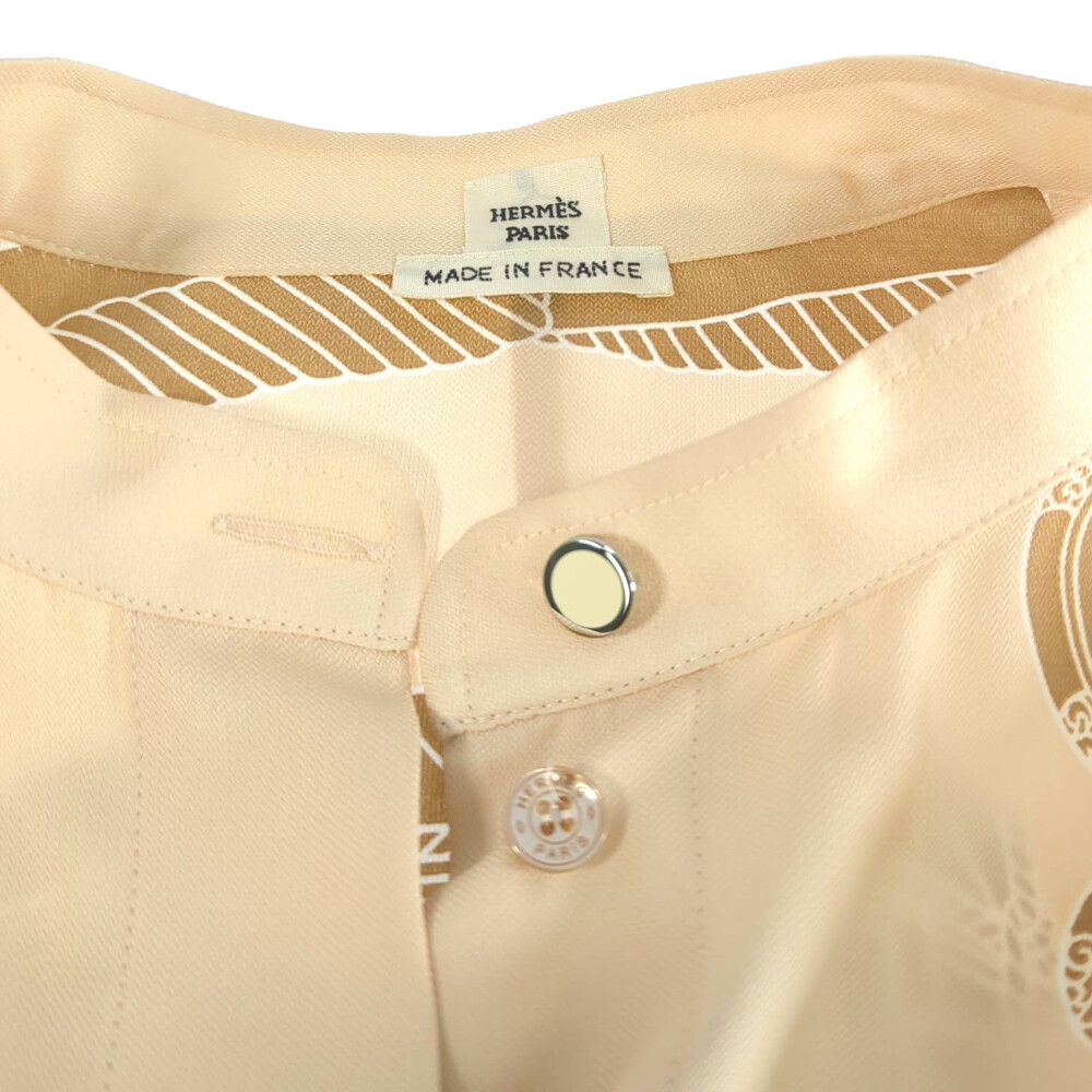 HERMES エルメス シルク ツイルレーヌ ワンピース バンドカラー HERMES エルメス シルク ツイルレーヌ ワンピース バンドカラー