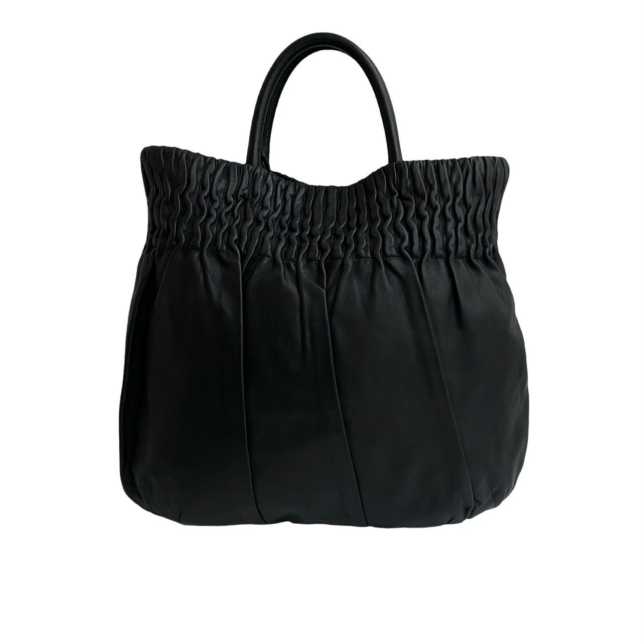美品◎PRADA 2way ハンドバッグ ギャザー 三角ロゴ ナイロン 黒 セール】プラダ*2WAYナイロンギャザーショルダーバッグ*1BA173
