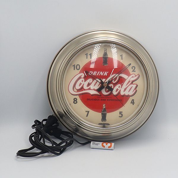 コカ・コーラ　レトロ　壁掛け時計　ネオン管時計　動作確認済み 新品 Coca Cola コカコーラ ダブルネオンクロック RED 時計