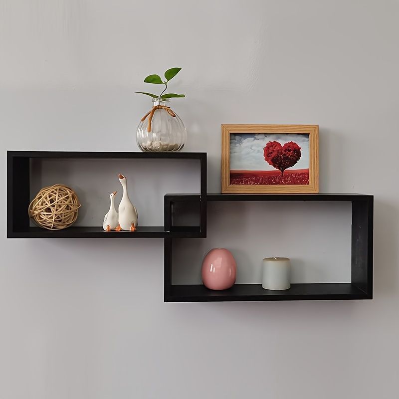 ウォールシェルフ 木製 壁掛け 飾り棚ウォールラック 壁掛け棚  木質 本棚 モダンラック ホームリビングルーム 白 黒 木目 壁面収納