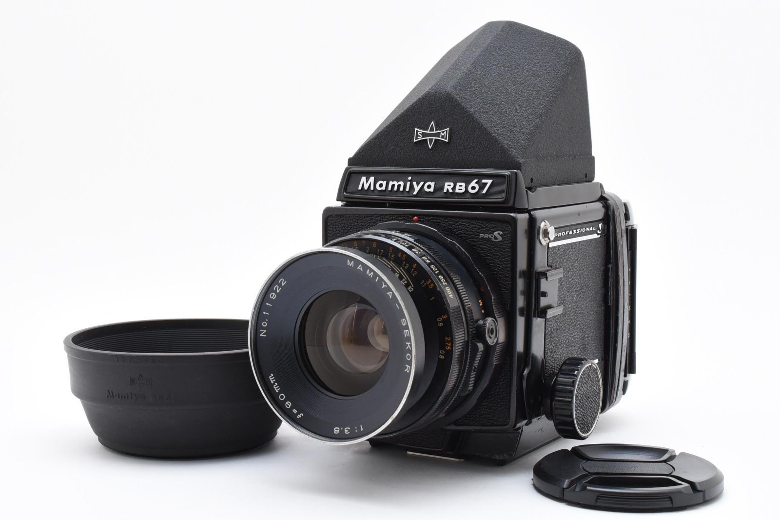 Mamiya RB67 Pro S 中判フィルムカメラセット 90mm F3.8レンズ プリズムファインダー 120フィルムバック付