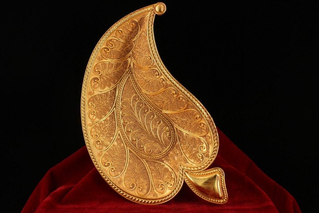 銅 細工 鎏金葉盤 果実盤 装飾品 工芸品 美術品 置物 銅 細工 ?金葉盤 果実盤 装飾品 工芸品 美術品 置物 - メルカリ