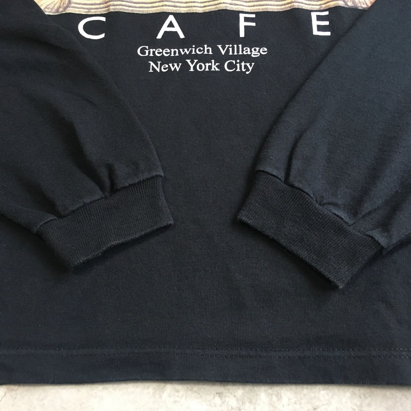 90s USA製 Night Gallery Cafe NY Art Printed Long Sleeve T 90s USA製 Night Gallery Cafe NY Art Printed Long Sleeve T