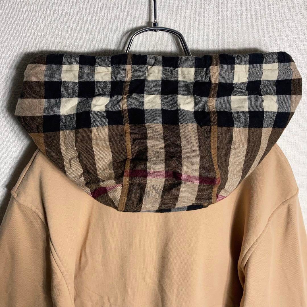 超人気モデル】バーバリー フード ノバチェック スウェットパーカー M