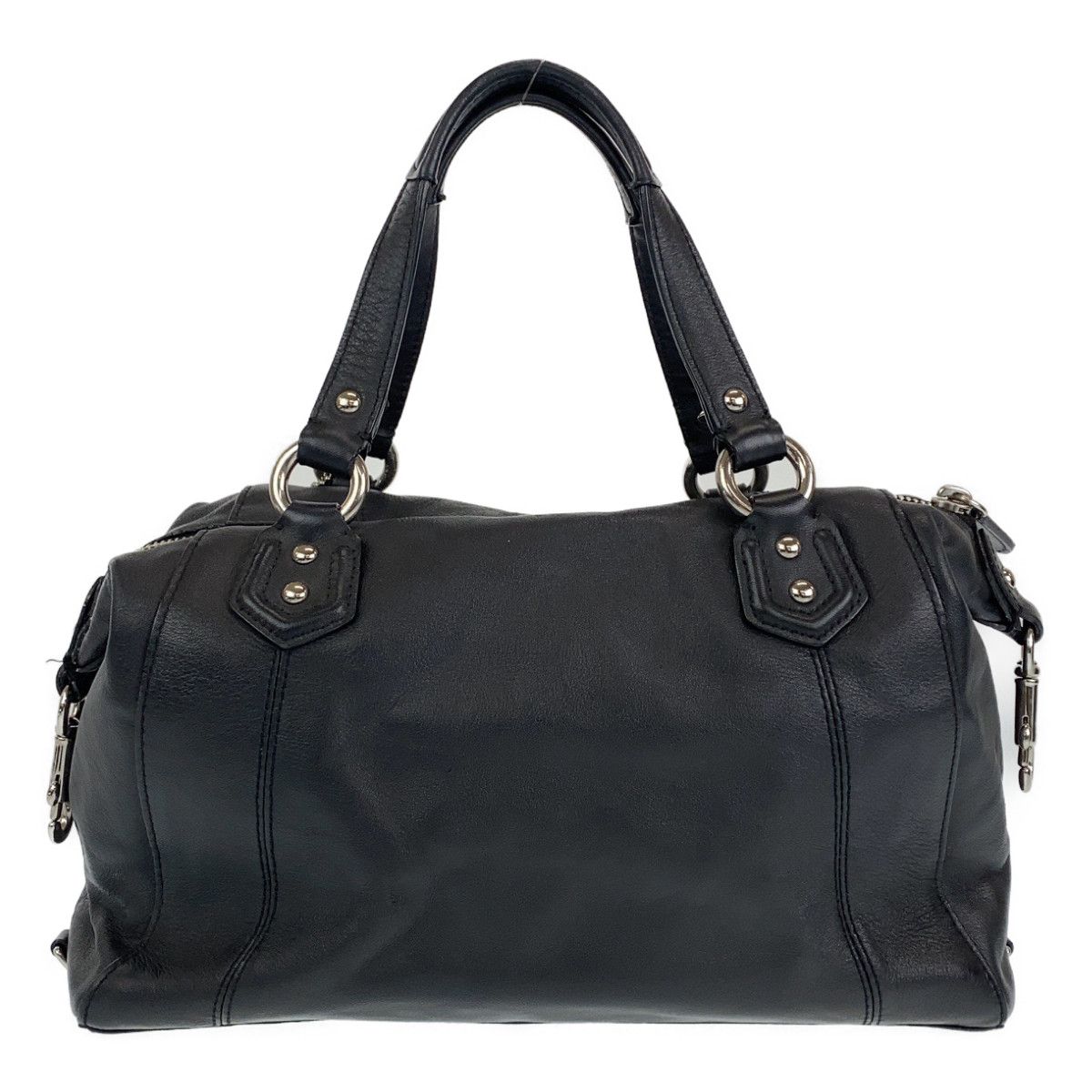 (美品) COACH コーチ サッチェル ブラックレザー シルバー金具 COACH コーチ サッチェル ブラック 黒 シルバー金具 レザー