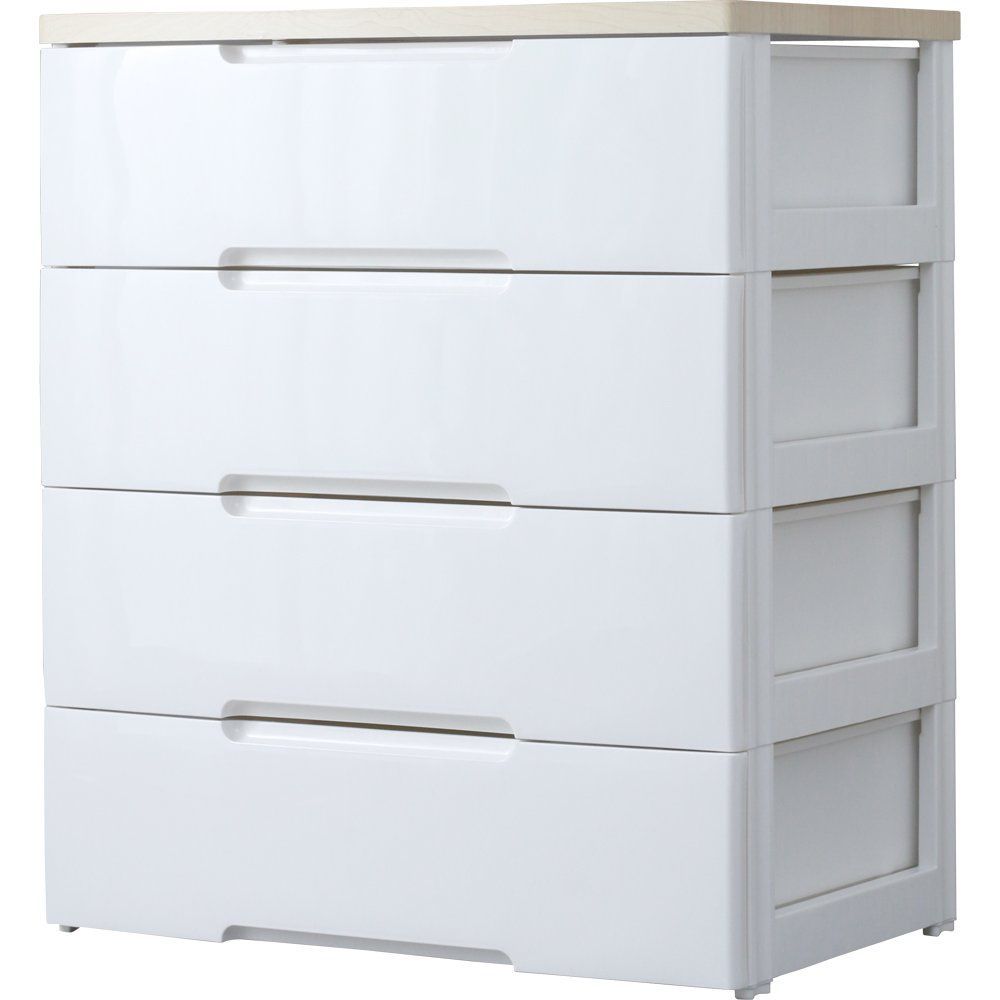 商品 木天板 ラクラク引出し 幅80.5×奥行51×高さ94cm ホワイト 届いてすぐ使える完成品 | ナチュラル 4段 白 チェスト プラスチック HG-804R アイリスオーヤマ 組立不要