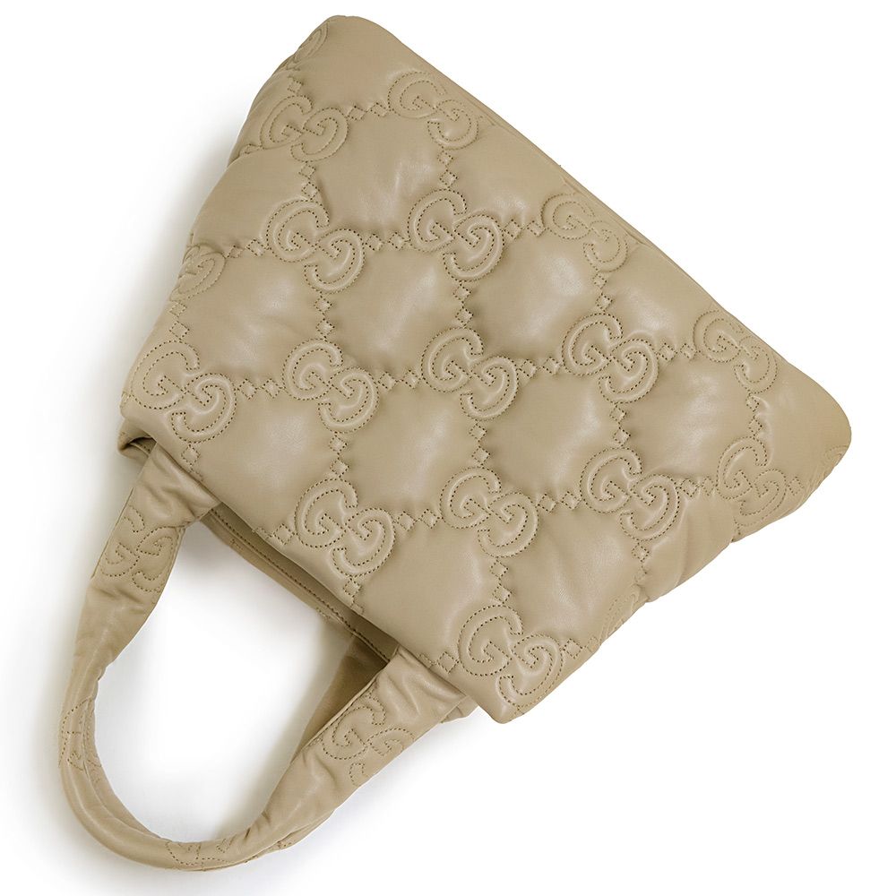 グッチ GGマトラッセ ラージ トート ハンドバッグ レザー ベージュ  