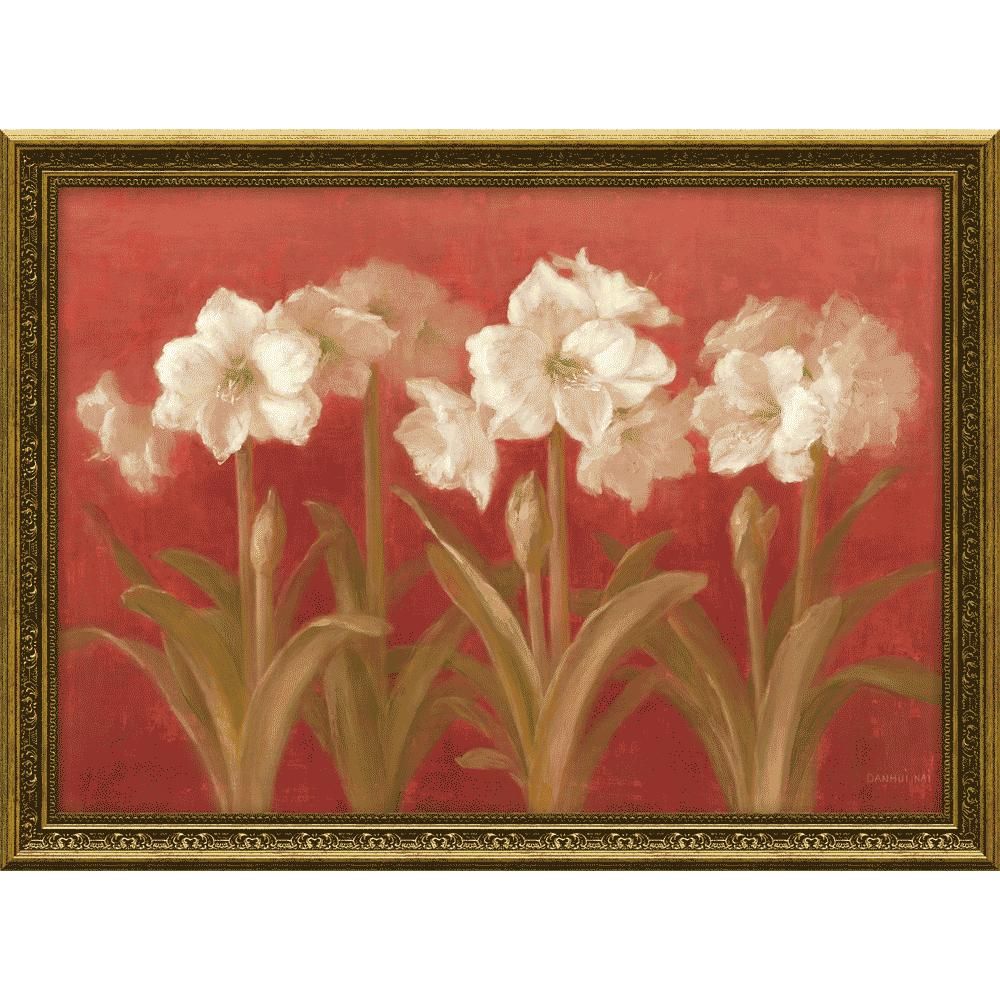 絵画 ダンフイ ナイ「アマリリス オン レッド」 花 フラワー おしゃれ インテリア 壁掛け 3Lサイズ