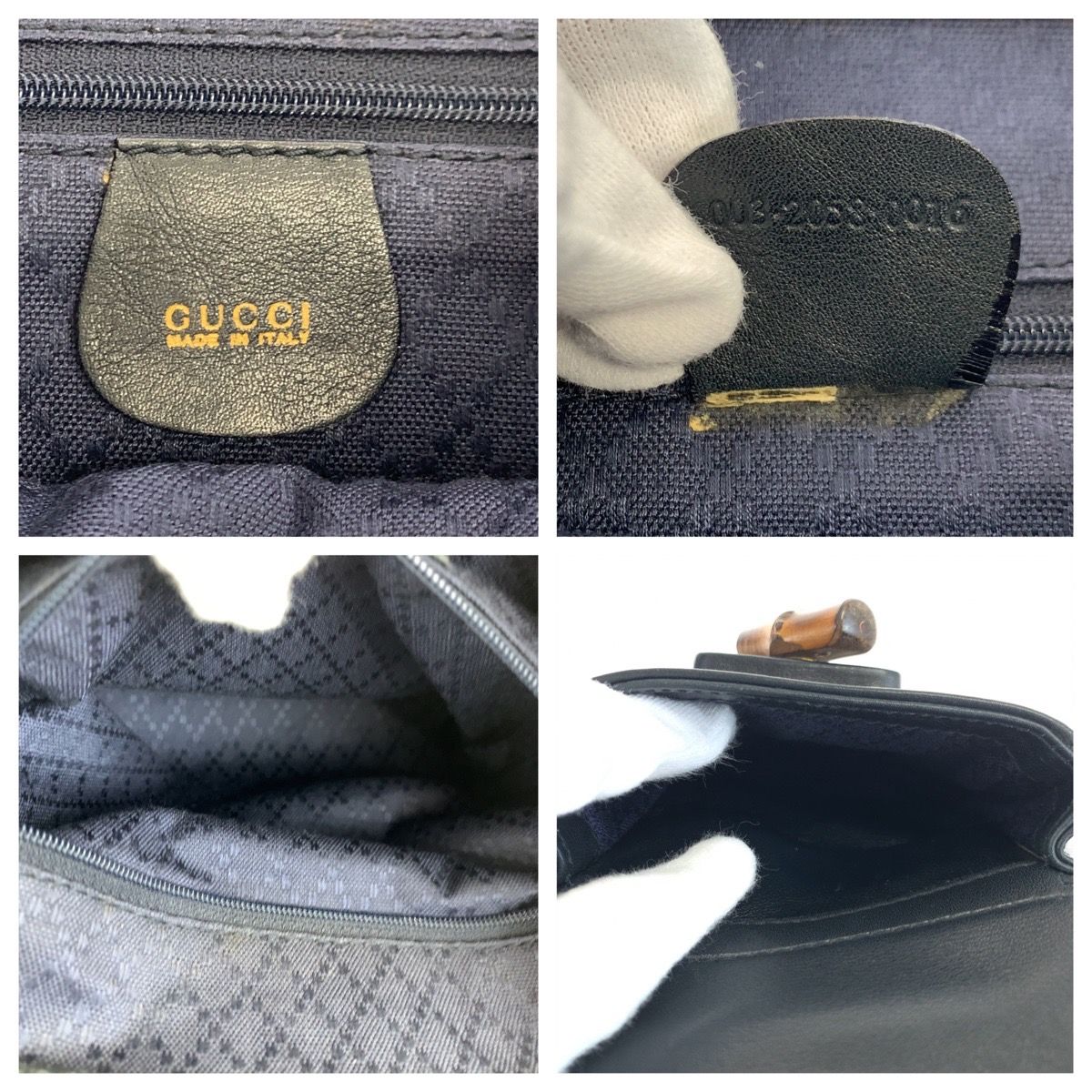 美品 GUCCI グッチ バンブー ブラック 黒 ブラウン 茶 ゴールド金具 