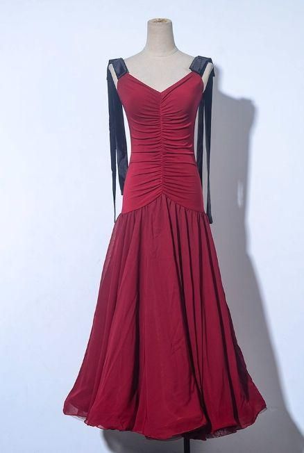 100%品質保証。 社交ダンスドレス リボン ベルベット スタンダードドレス オーダーメイド